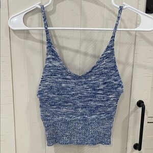 Blue Knit Women's Crop Top